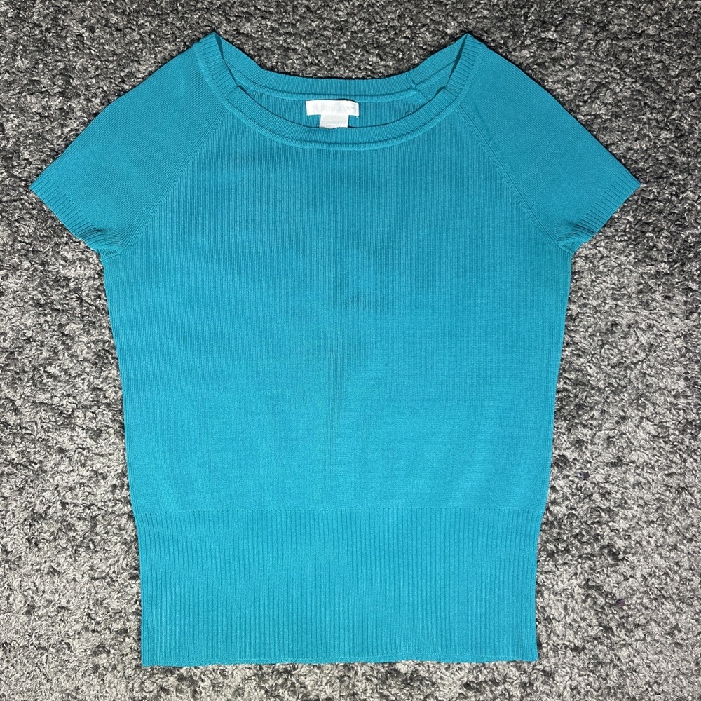 Worthington Size Small Teal Blue Sweater Short Sleeved
